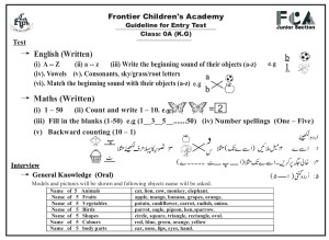 Entry Test Guidelines OA